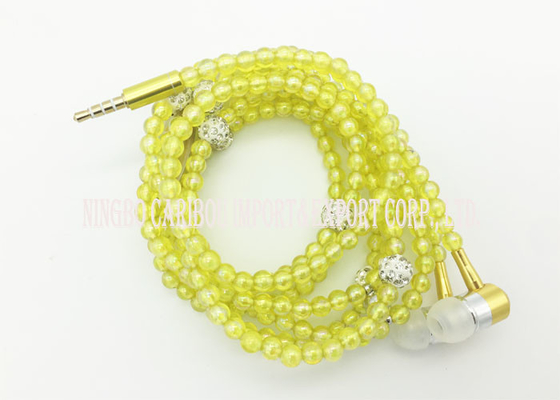 Gelbe Halsband-Kopfhörer mit bunten Perlen-Form-Perlen passten Smartphones